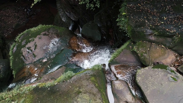 鸟瞰山间溪流的流动视频素材