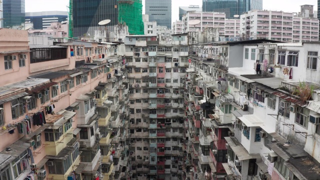 空中飞行香港公寓在白天视频素材