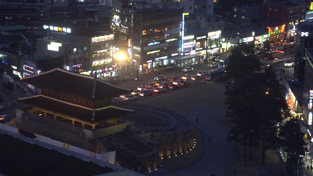 韩国首尔东大门夜景鸟瞰图视频素材