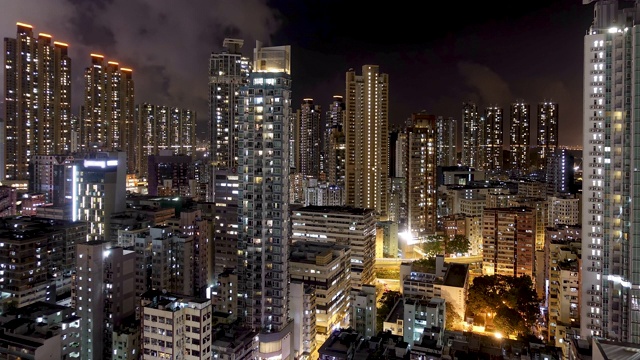 香港住宅在夜间的时间跨度很大。视频素材