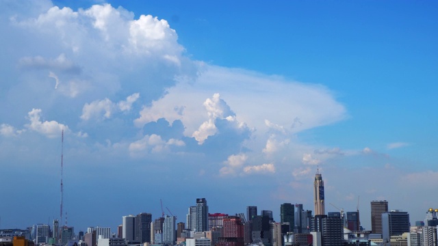 时间流逝拍摄:鸟瞰图的现代建筑在曼谷的城市景观，泰国视频素材