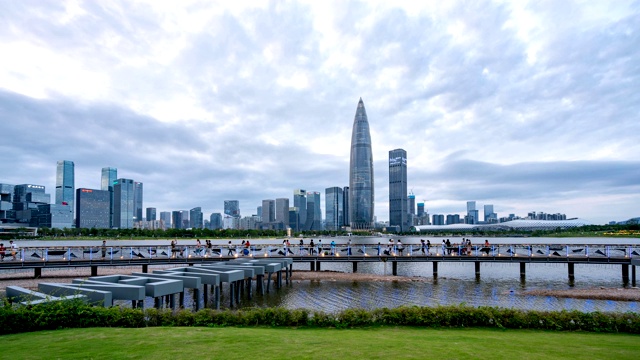 深圳城市天际线从早到晚时光流逝视频素材