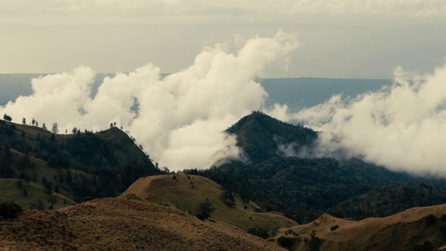 火山景观。苔藓覆盖着山脉和火山视频素材