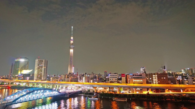 美丽的建筑建筑与东京的天空树和城市生活在日本东京视频素材