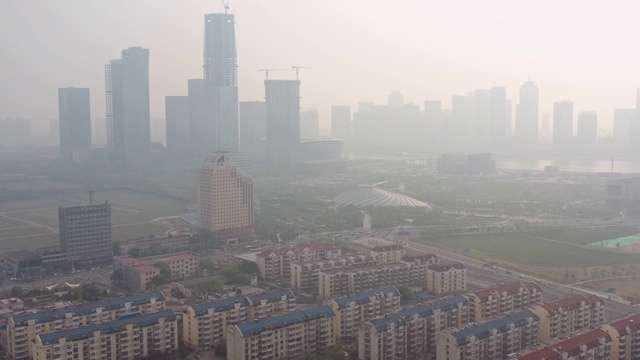 航拍天津滨海地区的住宅楼视频素材