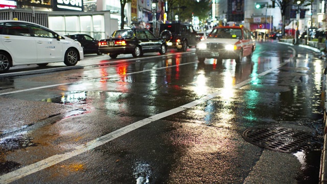 东京雨夜的交通状况视频素材