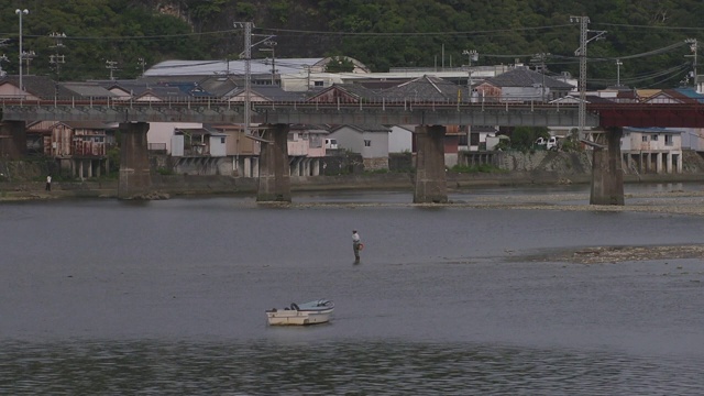 河，渔民和船，和歌山，日本视频素材