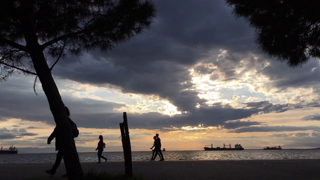 希腊塞萨洛尼基的时光流逝海滨视频素材