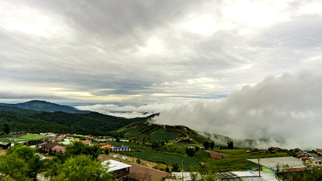 在Phutubberk山顶上有雾，雾笼罩着山峰和森林。雨后自然视频素材