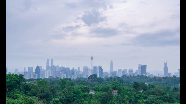 在马来西亚吉隆坡市中心，4K时间的多云日出。视频素材