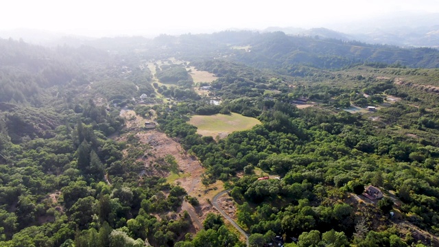 鸟瞰图的郁郁葱葱的山与树木在纳帕山谷在夏季。视频素材