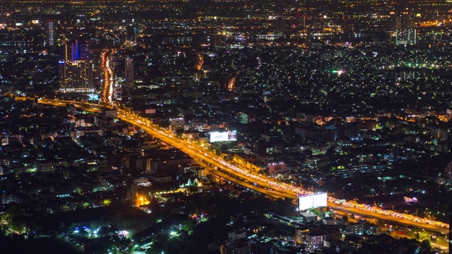 多彩的夜晚曼谷城市景观，航空时间流逝视频视频素材