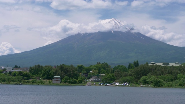 川口湖上的富士山(延时)视频素材