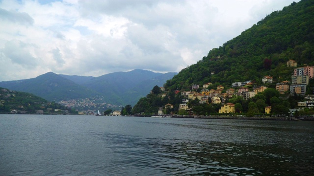 科莫湖的山景。视频素材