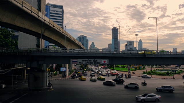 4K，时间流逝曼谷的交通街景，泰国曼谷视频素材