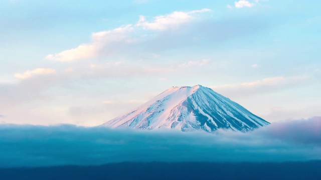 延时:航拍富士山日出川口湖黎明视频素材