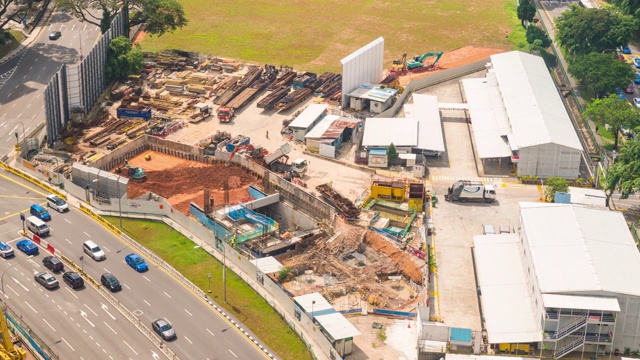 新加坡建筑工地活动鸟瞰图视频素材