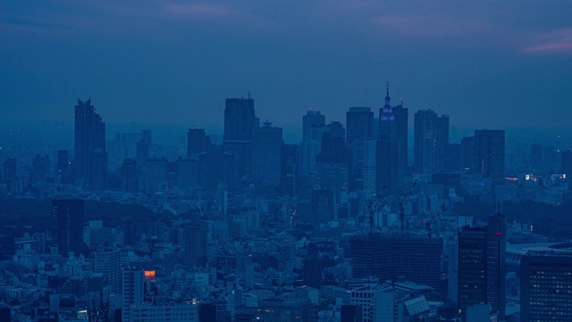 从白天到夜晚，日本东京城市夜景4K延时拍摄于六本木山视频素材