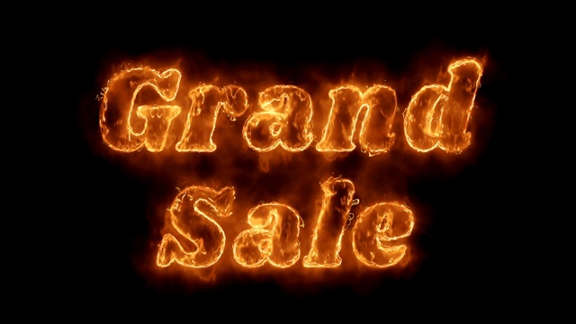 Grand Sale Word Hot动画燃烧真实的火焰火焰循环。视频素材