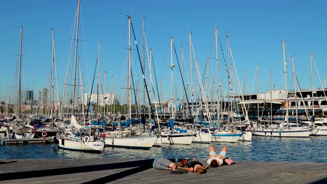 Marina Port Vell，巴塞罗那，西班牙视频素材