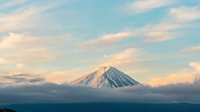 延时:航拍富士山日出川口湖黎明视频素材