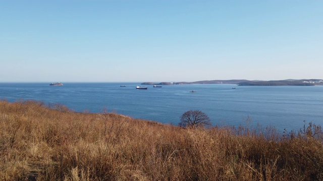 日本海的海岸线。俄罗斯符拉迪沃斯托克。视频素材