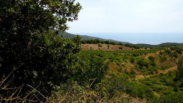 克里米亚南岸黑海海岸山路的夏季景观视频素材