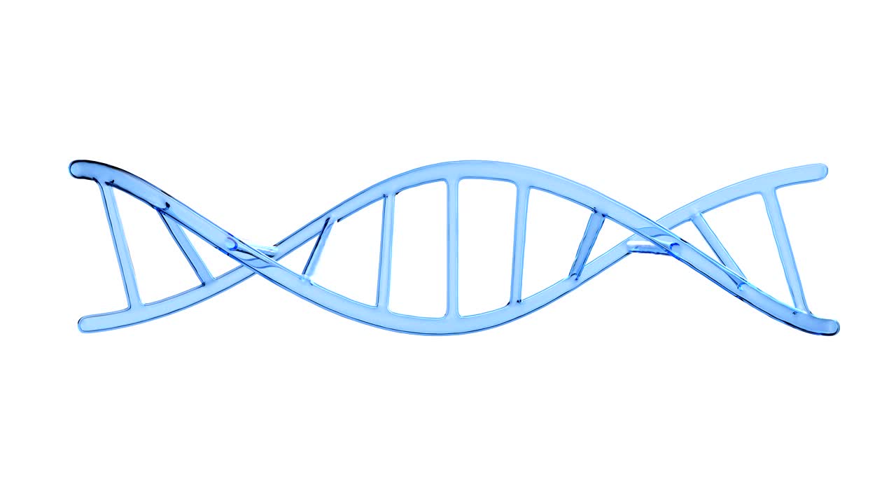 旋转DNA链孤立在白色环状3D渲染视频下载