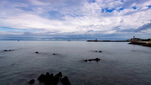 韩国济州岛济州市的爱荷海滩风光视频素材