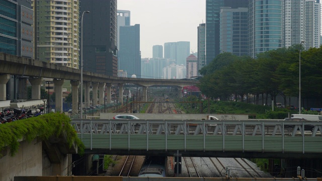 吉隆坡城市白天小印度交通铁路街道全景4k马来西亚视频素材