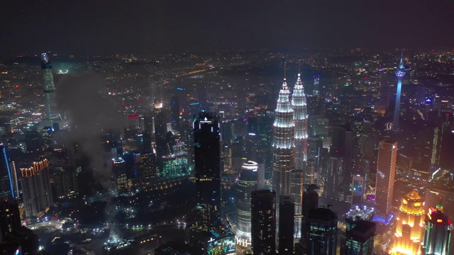 吉隆坡市区夜景照明4k马来西亚航拍全景图视频素材