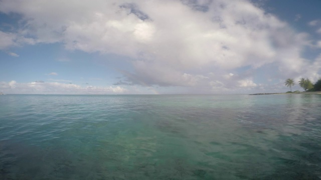 大海，泻湖前面是一个有树的岛屿视频素材