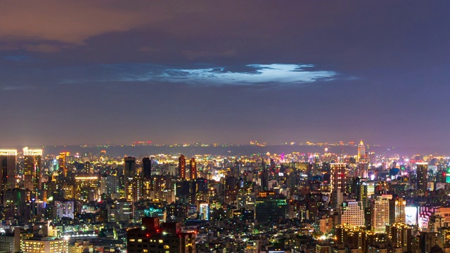 从白天到夜晚的时间流逝，台湾台北的城市景观视频素材