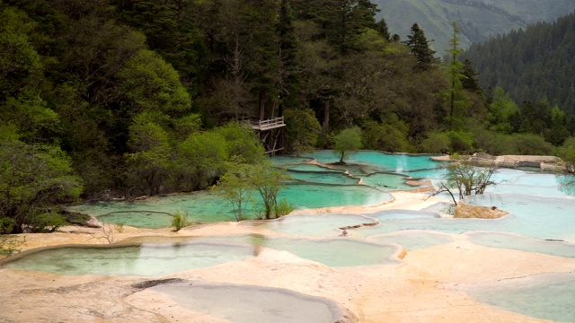 淘景:黄龙谷景观的五色池，四川，中国视频素材