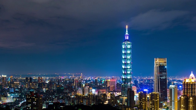 台湾台北城市夜景的时间流逝视频素材