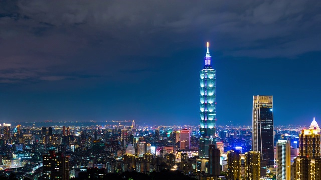 台湾台北城市夜景的时间流逝视频素材