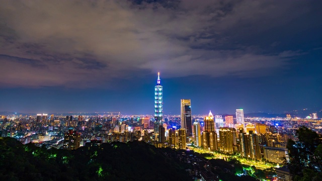 台湾台北城市夜景的时间流逝视频素材