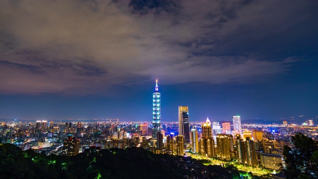 台湾台北城市夜景的时间流逝视频素材