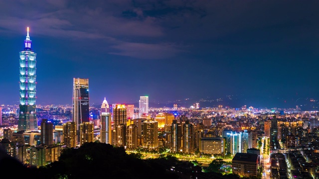 台湾台北城市夜景的时间流逝视频素材