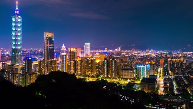 台湾台北城市夜景的时间流逝视频素材