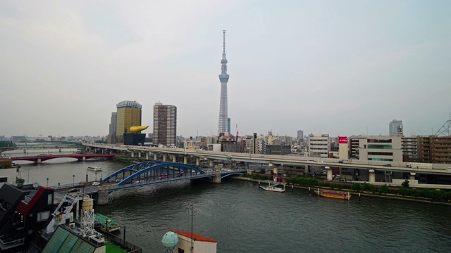 美丽的建筑建筑与东京的天空树和城市生活在日本东京视频素材