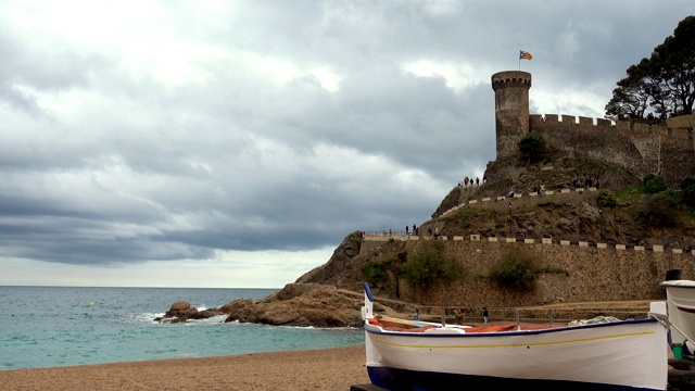 Tossa de Mar, Vila Vella和沙滩，Costa Brava，加泰罗尼亚，西班牙视频素材