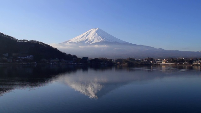 早上在川口湖的富士山视频素材