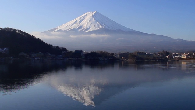 早上在川口湖的富士山视频素材