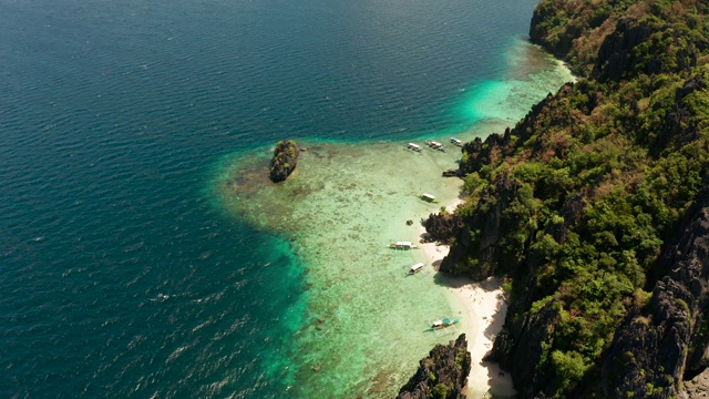 热带海水泻湖和海滩，菲律宾，厄尔尼诺视频素材