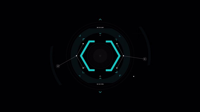 圆hud抬头显示界面目标指针元素未来的网络技术概念与黑暗和纹理处理视频素材