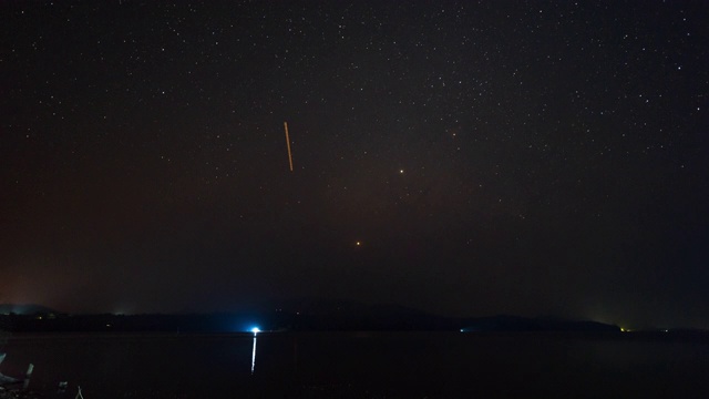 星星银河湖，夜晚到白天的时间流逝视频视频素材