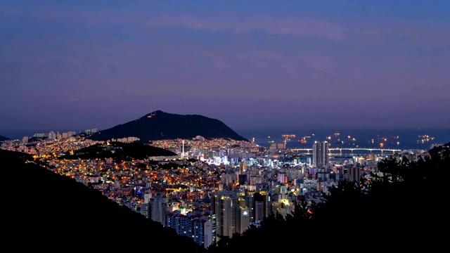 韩国釜山西谷的日落和夜景视频素材