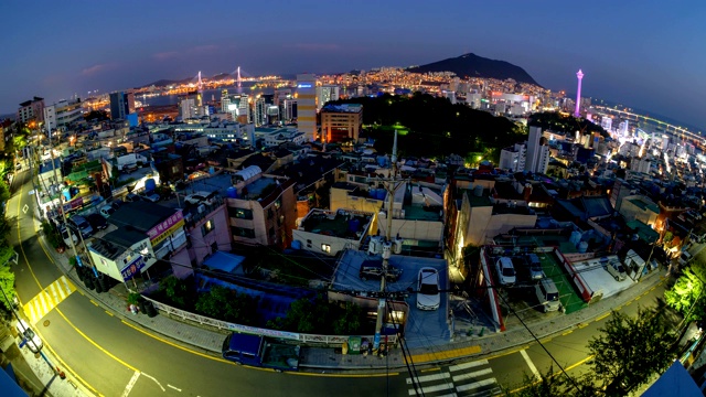 韩国釜山正谷漫阳路和三福路的日落和夜景视频素材