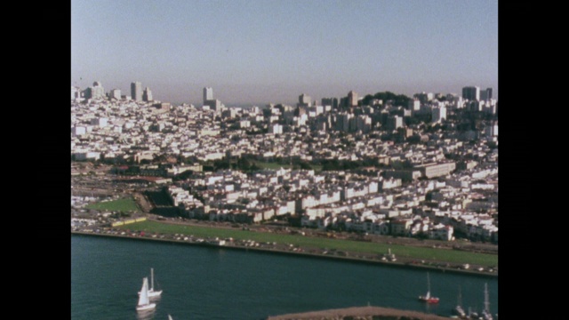 旧金山北岸鸟瞰图;1979视频素材